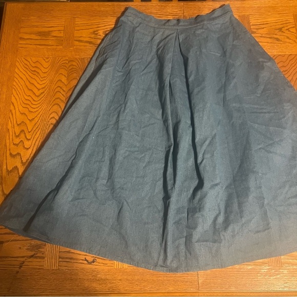 Naya Rea A-Line Pleated Denim Midi Skirt Sz UK 14 or US 10 High Waist Flowy Chic - Picture 4 of 16